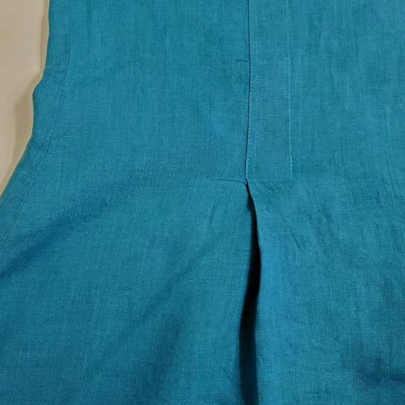 FLAX Womens Button-Up Shirt Tunic M Linen Short Sleeve Teal Blue Lagenlo… - Picture 7 of 9